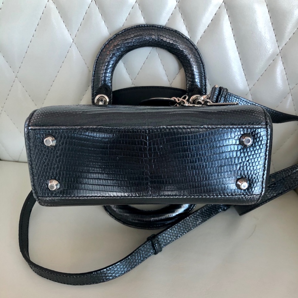 Christian Dior Lady Mini Metalli Black Lizard Skin - Picture 10 of 12